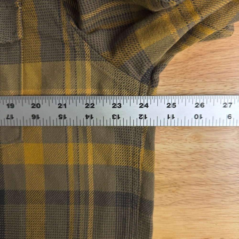LL Bean Todd Snyder Mens Large Yellow Plaid Elbow Patch Button Up Flannel Shirt - Picture 7 of 9